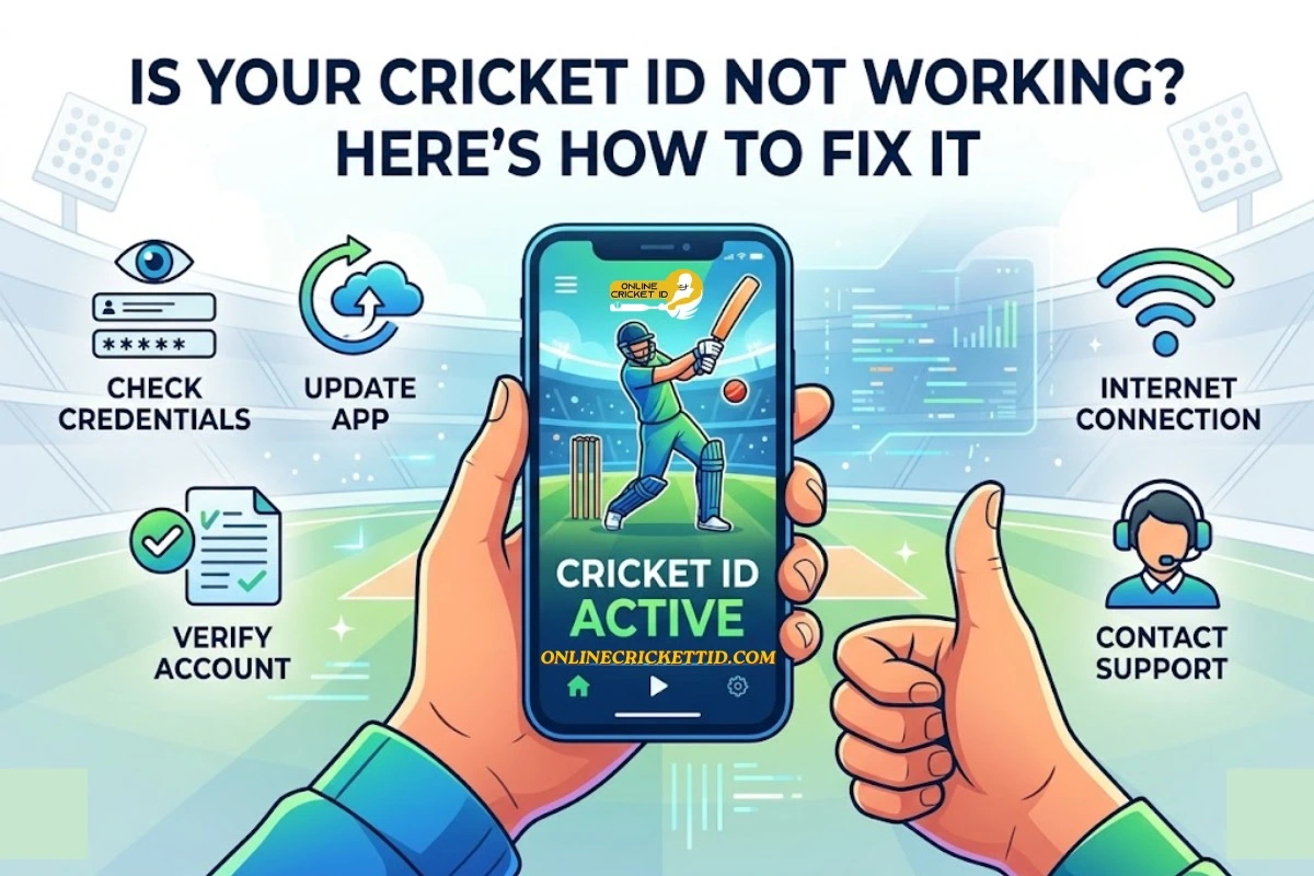 Cricket ID not working guide showing steps to fix issues like checking credentials, updating app, verifying account, internet connection, and contacting support.