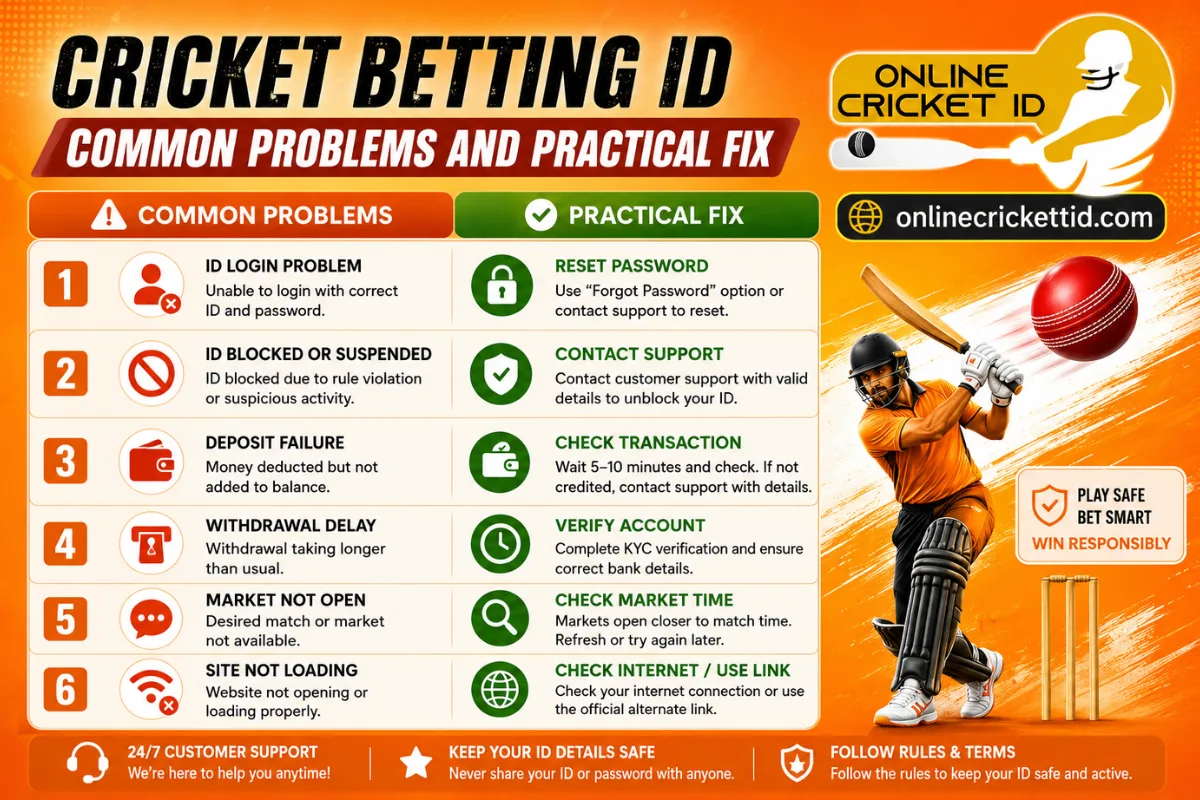 Cricket Betting ID Common problems and practical fix